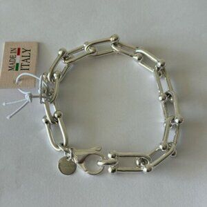 Mia Fiore Bronze Silver Color Italy Dyadema Chain U Link Bracelet Italy 8"